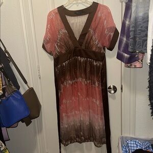 BCBGMaxAzria Pink and Brown Midi Dress